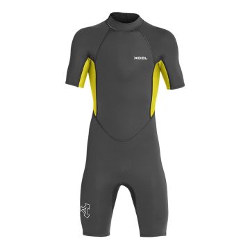 Xcel Neoprenanzug Youth Axis S/S 2/2 Junior Shorty Graphite/Lemonale 2024 Kinder Neoprenanzüge 1