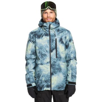 Quiksilver Snow Jacke MISSION PRINTED GEL2-SPACE STONE CELERY G Herren 2025 Mens Jackets 1