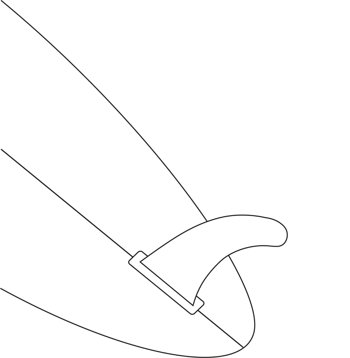 Illustration Surfboard mit Single Finne zum Wellenreiten